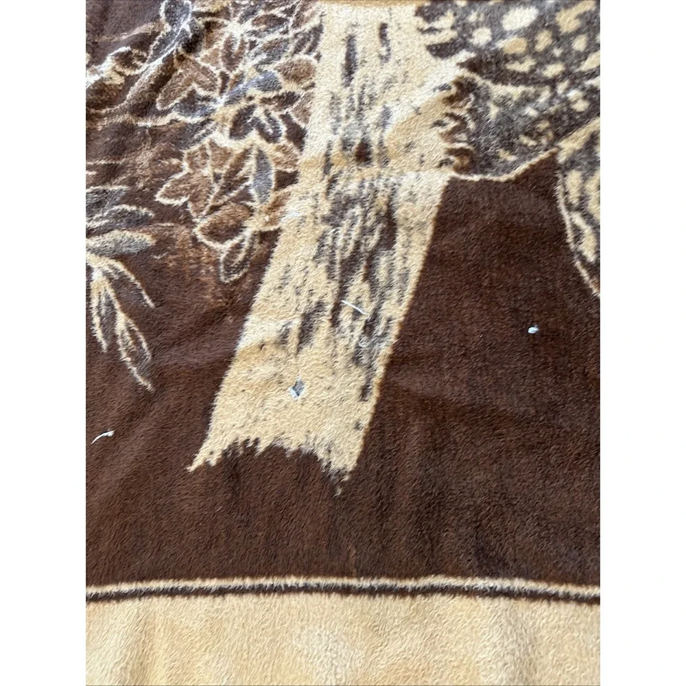 VTG San Marcos 2-Tone Brown Sz77x69 Reversible Blanket Heavyweight BigCat 1970's